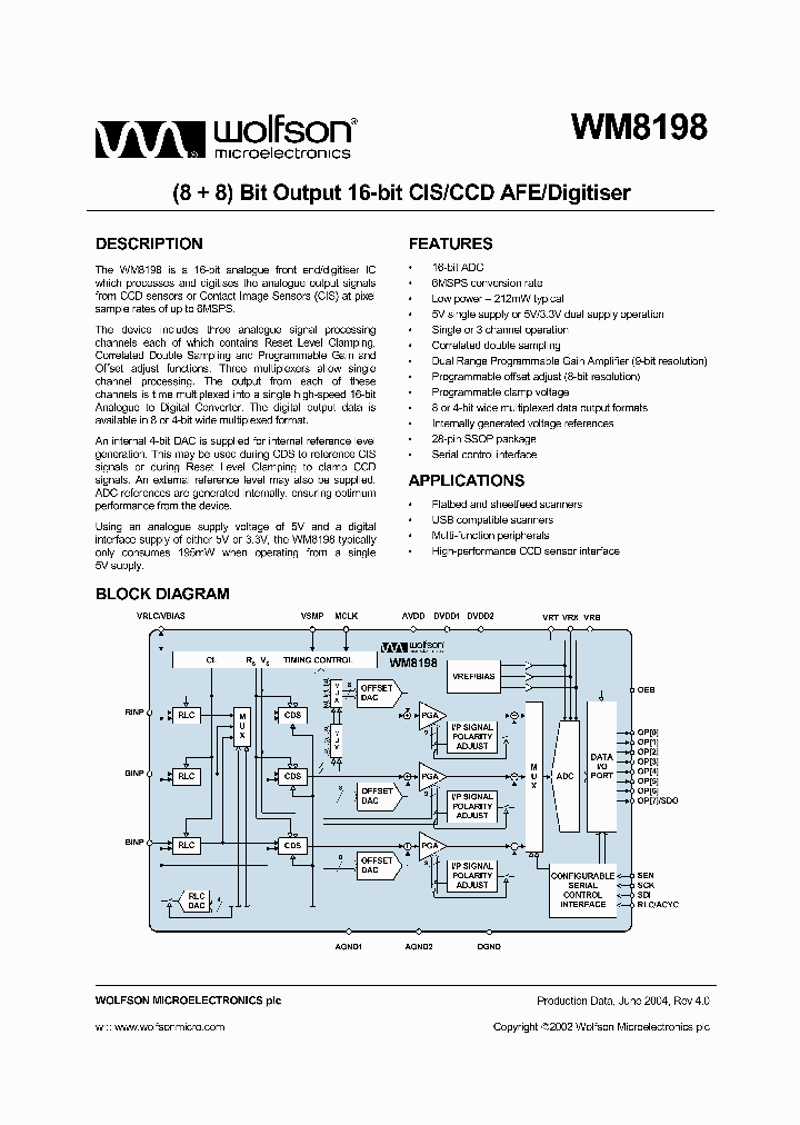 WM8198CDSR_1596635.PDF Datasheet