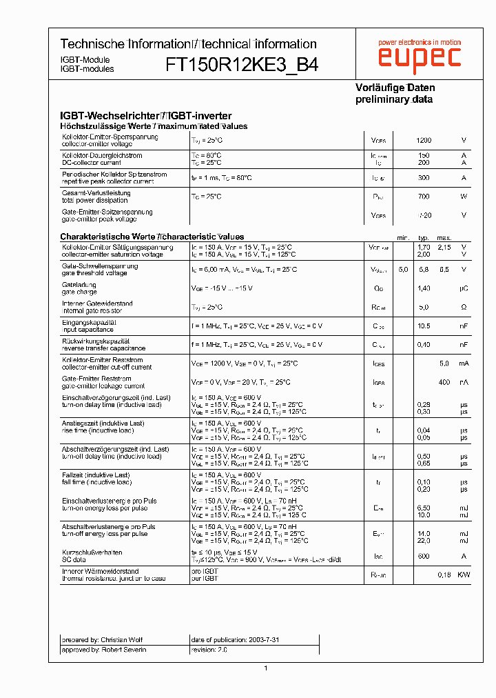 DBFT150R12KE3B420_926874.PDF Datasheet