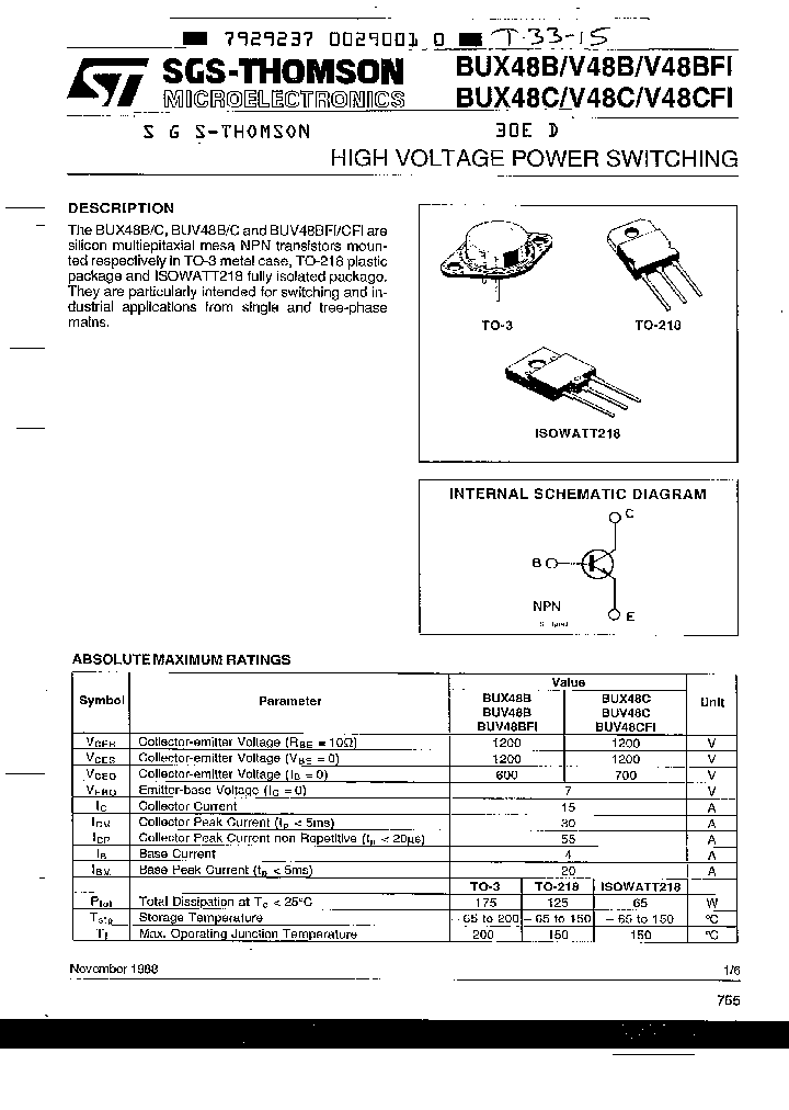 BUV48B_928288.PDF Datasheet