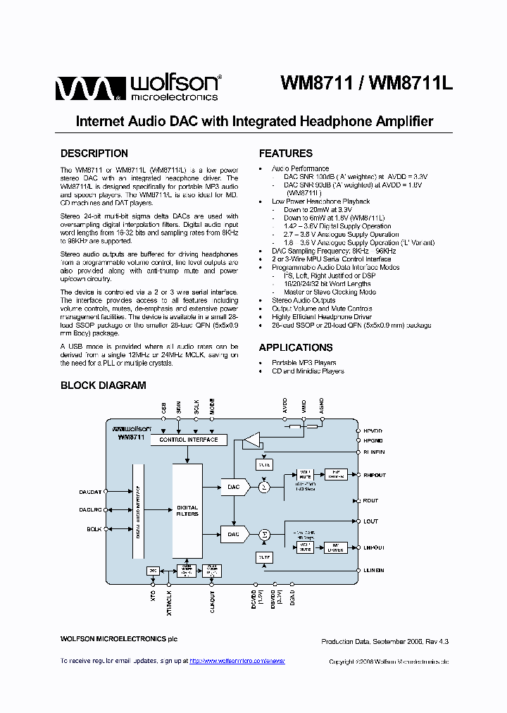 WM8711SEDSR_1600500.PDF Datasheet