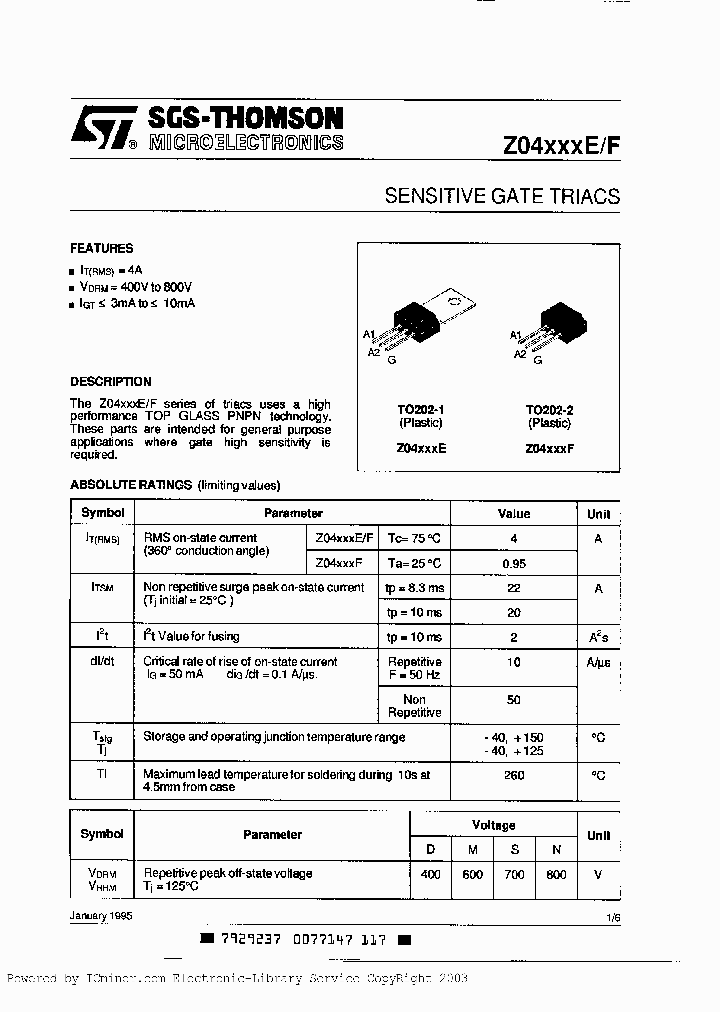 Z0405ME_934539.PDF Datasheet