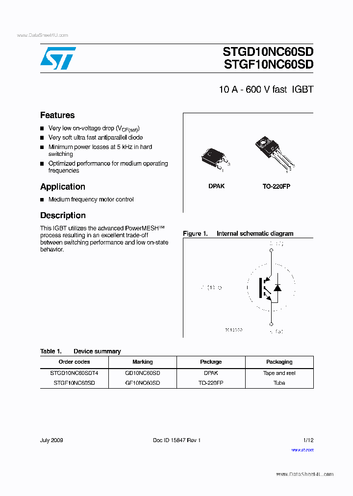 STGD10NC60SD_1605419.PDF Datasheet