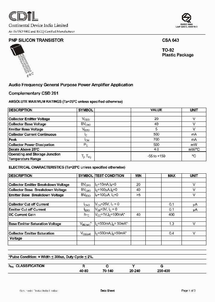 CSA643O_997210.PDF Datasheet