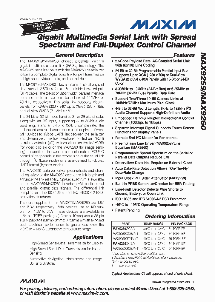 MAX9259GCBV_1610615.PDF Datasheet