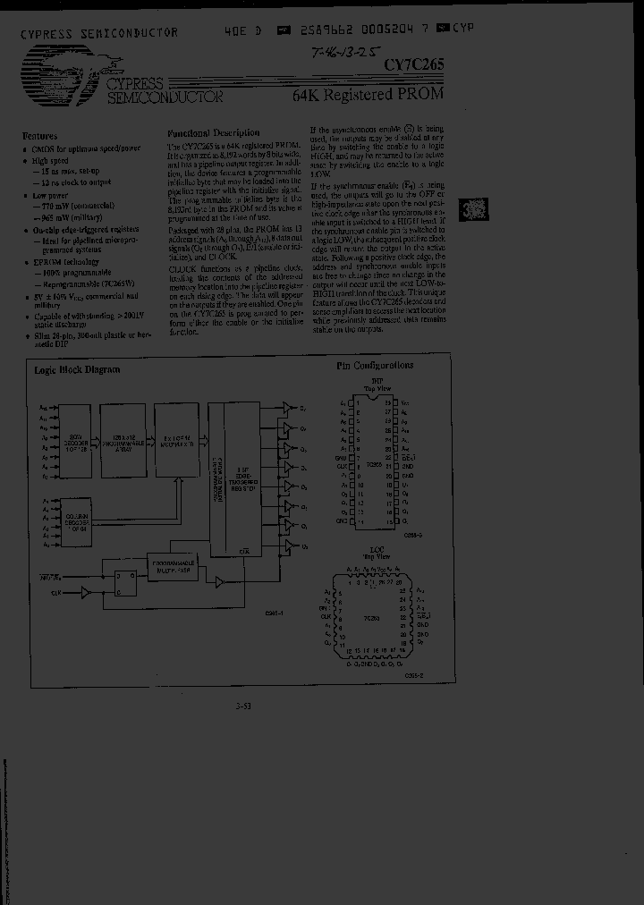 CY7C265-15LC_998499.PDF Datasheet