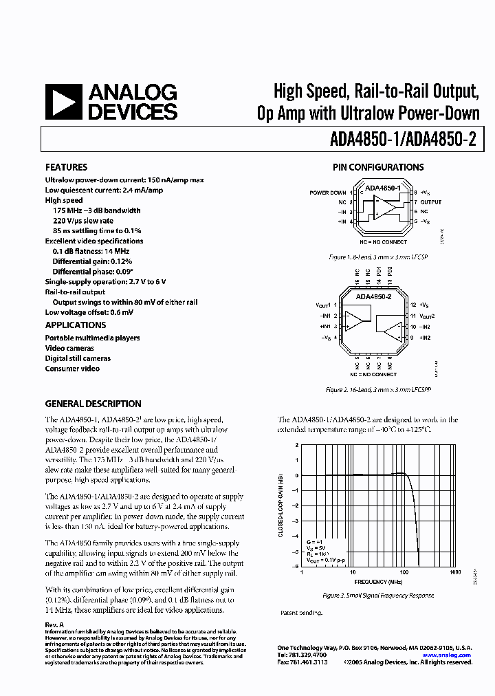 ADA4850-2YCPZ-R2_1017378.PDF Datasheet