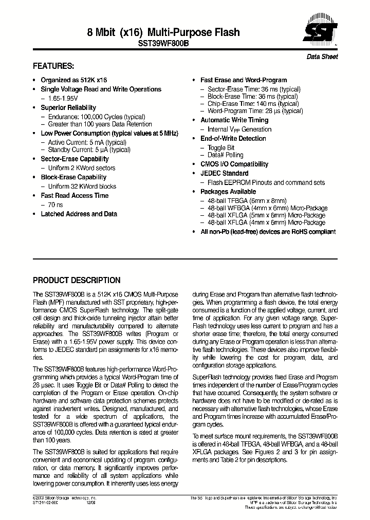 SST39WF800B-70-4C-C2QE_1019439.PDF Datasheet