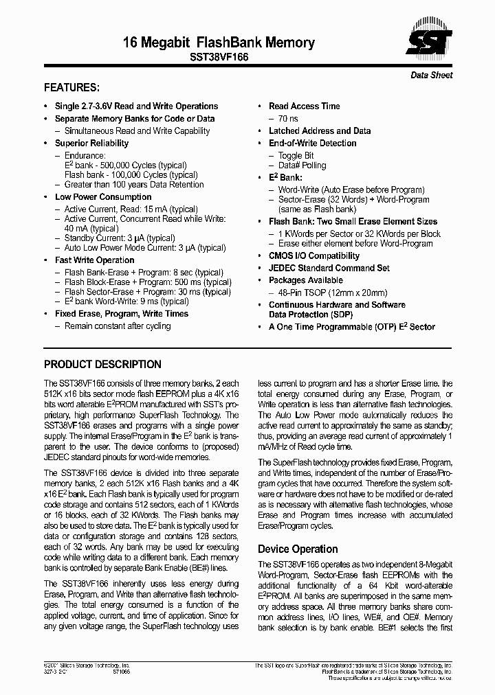 SST38VF166-70-4C-EK_1019499.PDF Datasheet