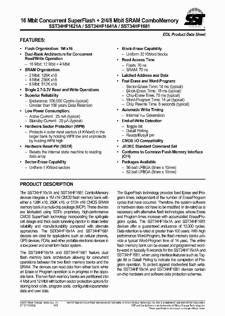 SST34HF1641A-70-4C-LS_1019590.PDF Datasheet