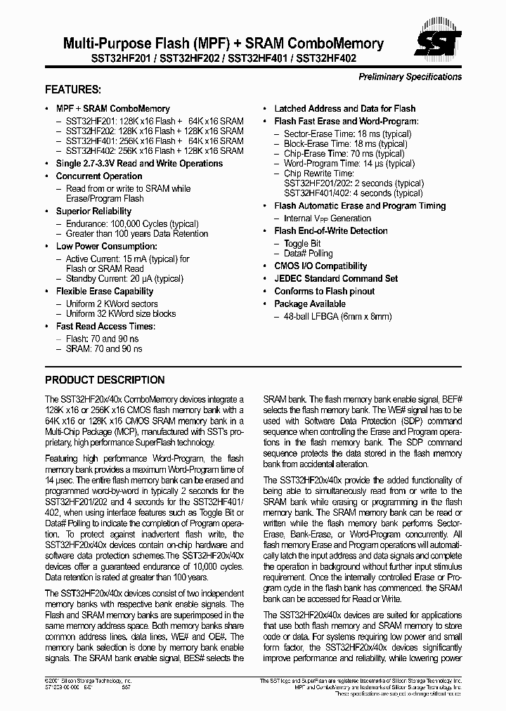 SST32HF201-70-4C-L3K_1019595.PDF Datasheet