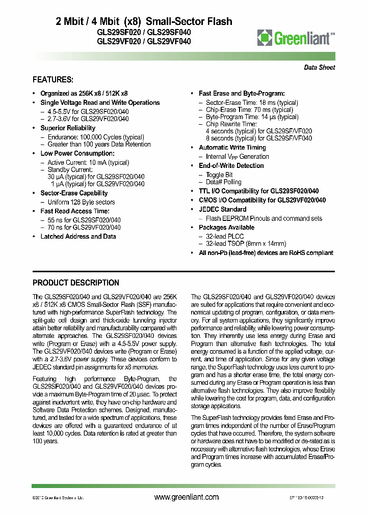 GLS29SF020-55-4C-NHE_1020485.PDF Datasheet