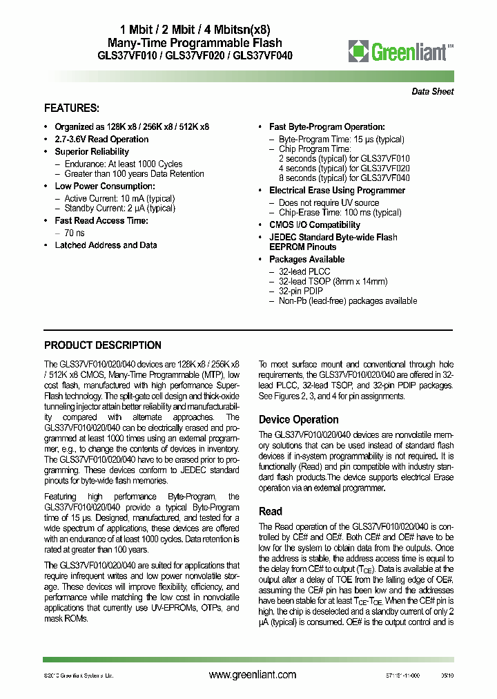 GLS37VF010-70-3C-NHE_1021829.PDF Datasheet