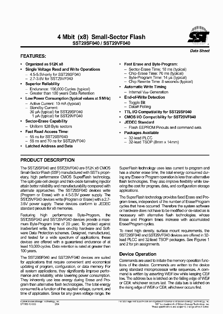 SST29VF040-55-4C-NHE_1020491.PDF Datasheet
