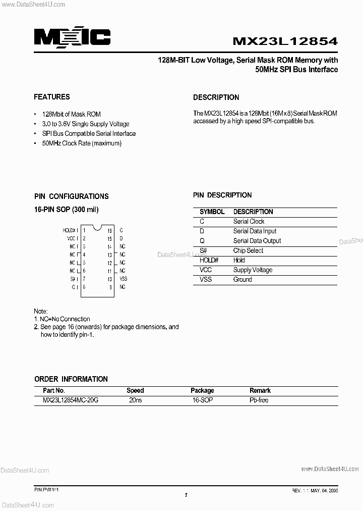 MX23L12854_1611518.PDF Datasheet