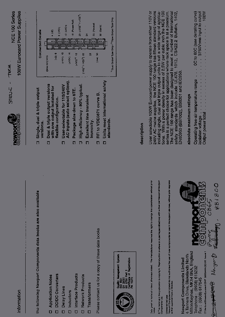 NCE100-T01-1_1031111.PDF Datasheet