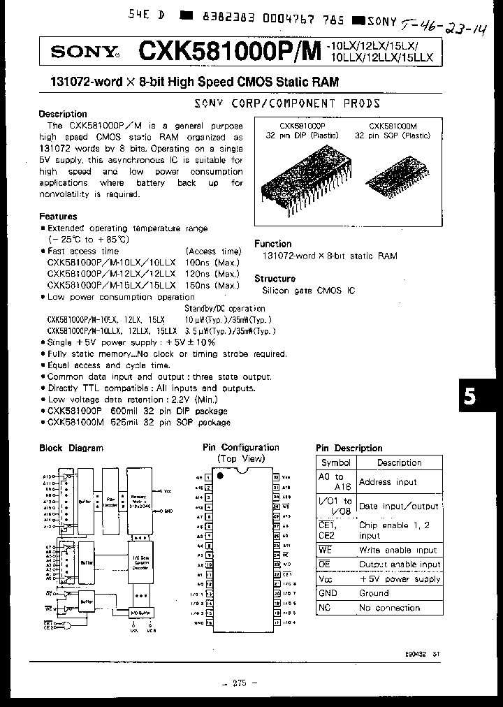 CXK581000M-15LLX_1032971.PDF Datasheet