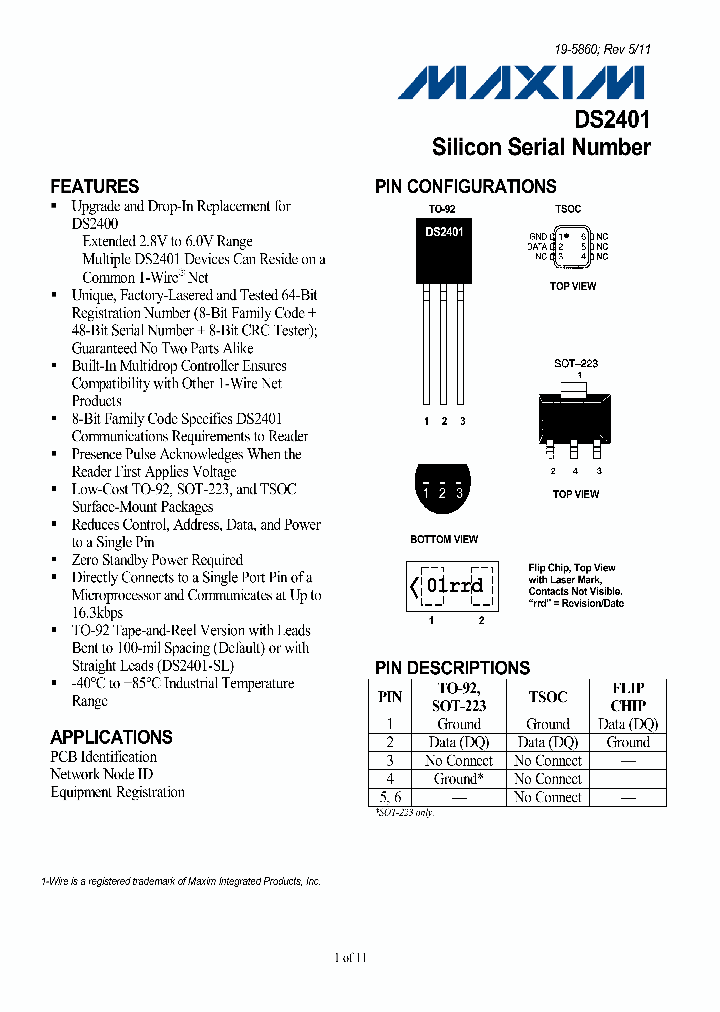 DS2401Z_1632290.PDF Datasheet