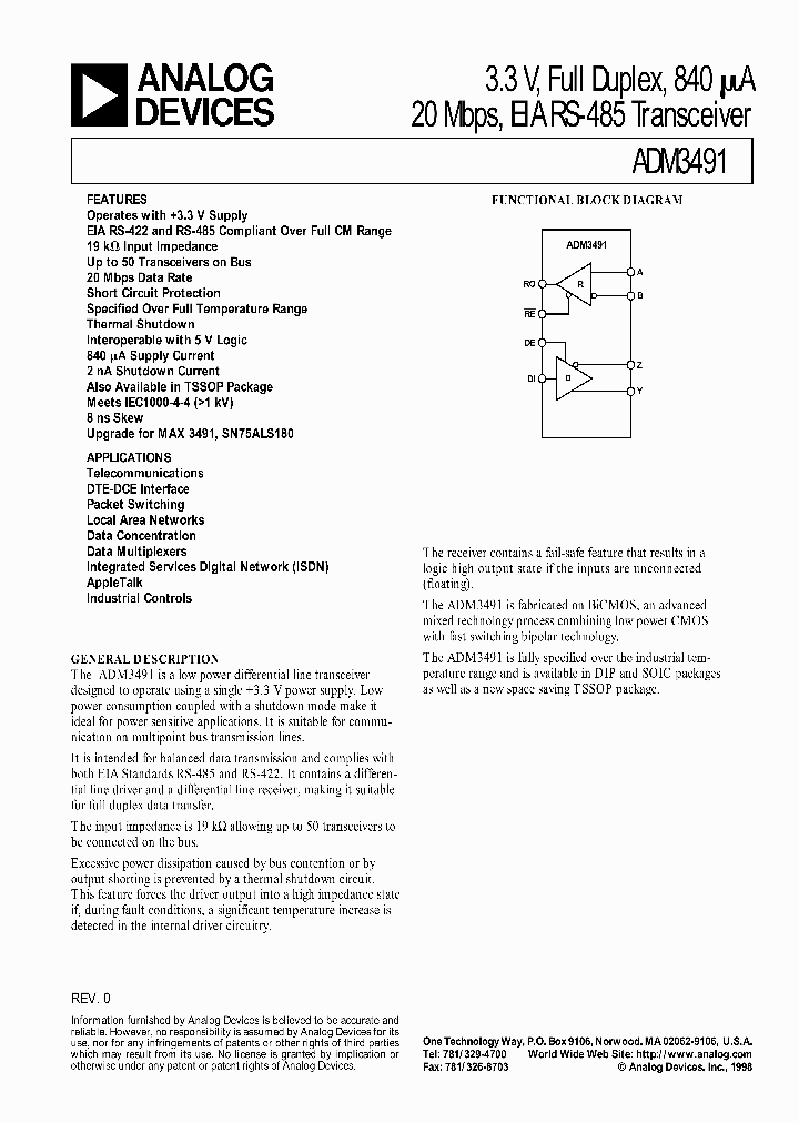ADM3491_1633895.PDF Datasheet