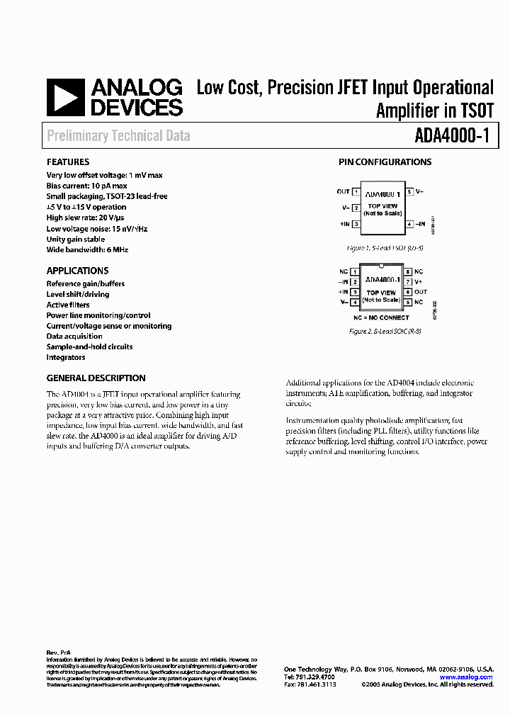 ADA4000-1AUJZ_1037927.PDF Datasheet