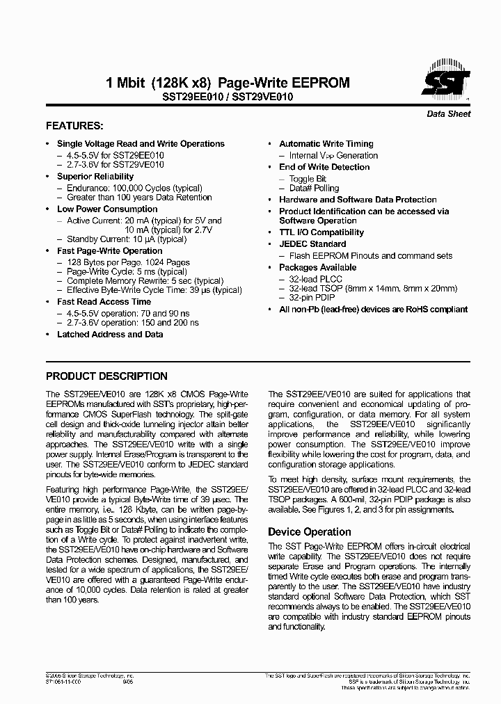 SST29VE010-200-4I-EHE_1039363.PDF Datasheet