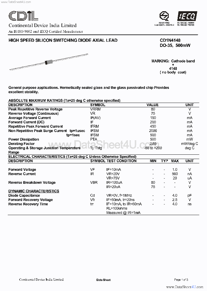 CD1N4148_1641779.PDF Datasheet
