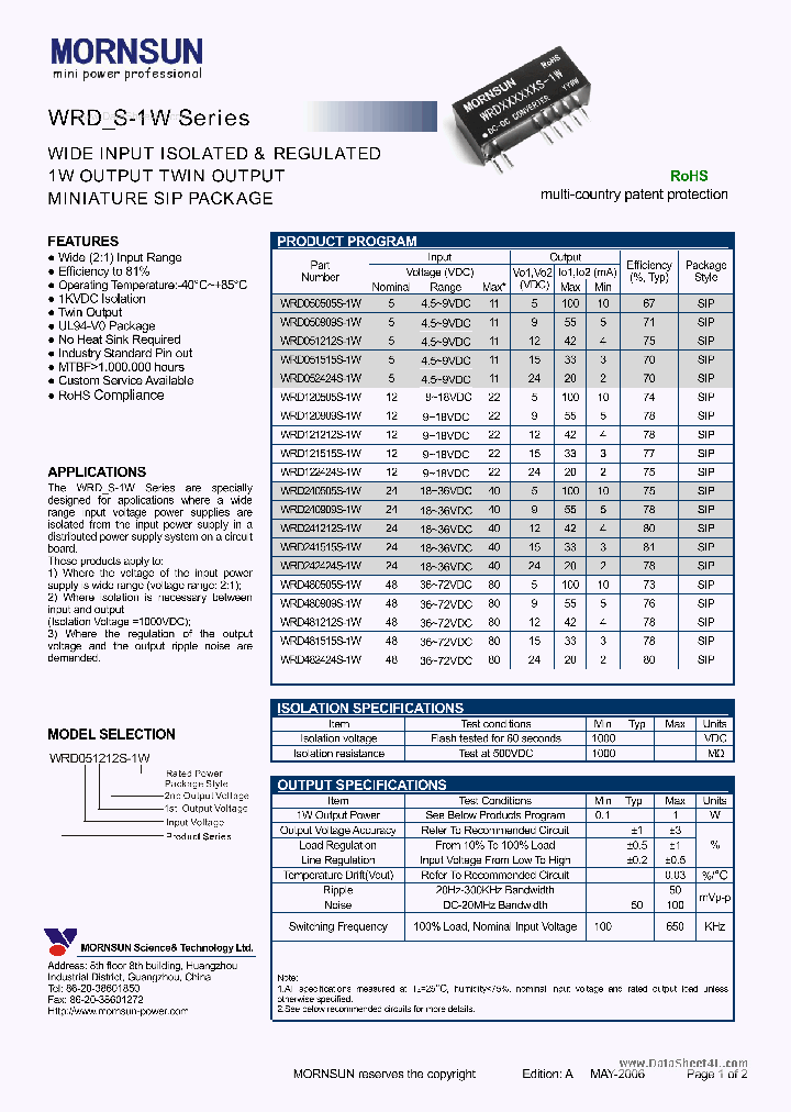 WRD12XXXXS-1W_1646165.PDF Datasheet