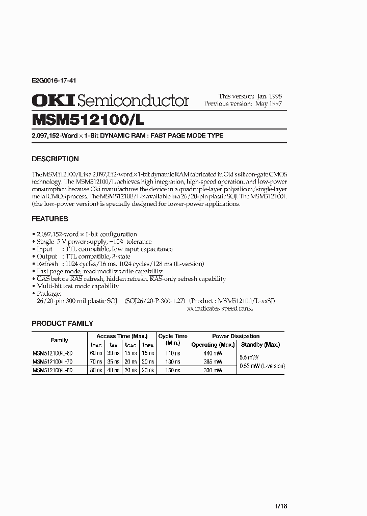 MSM512100L-80SJ_1046327.PDF Datasheet