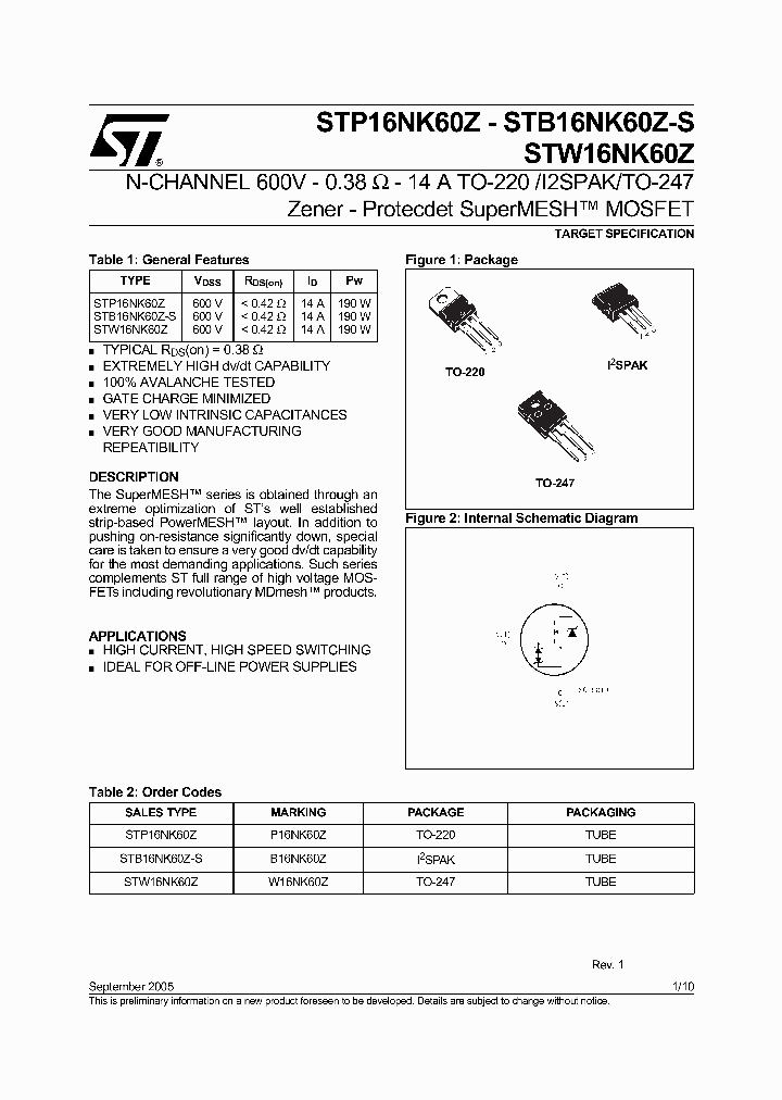 W16NK60Z_1066359.PDF Datasheet
