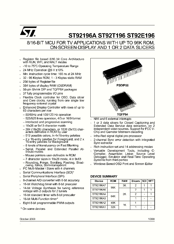 ST92T196_1084879.PDF Datasheet