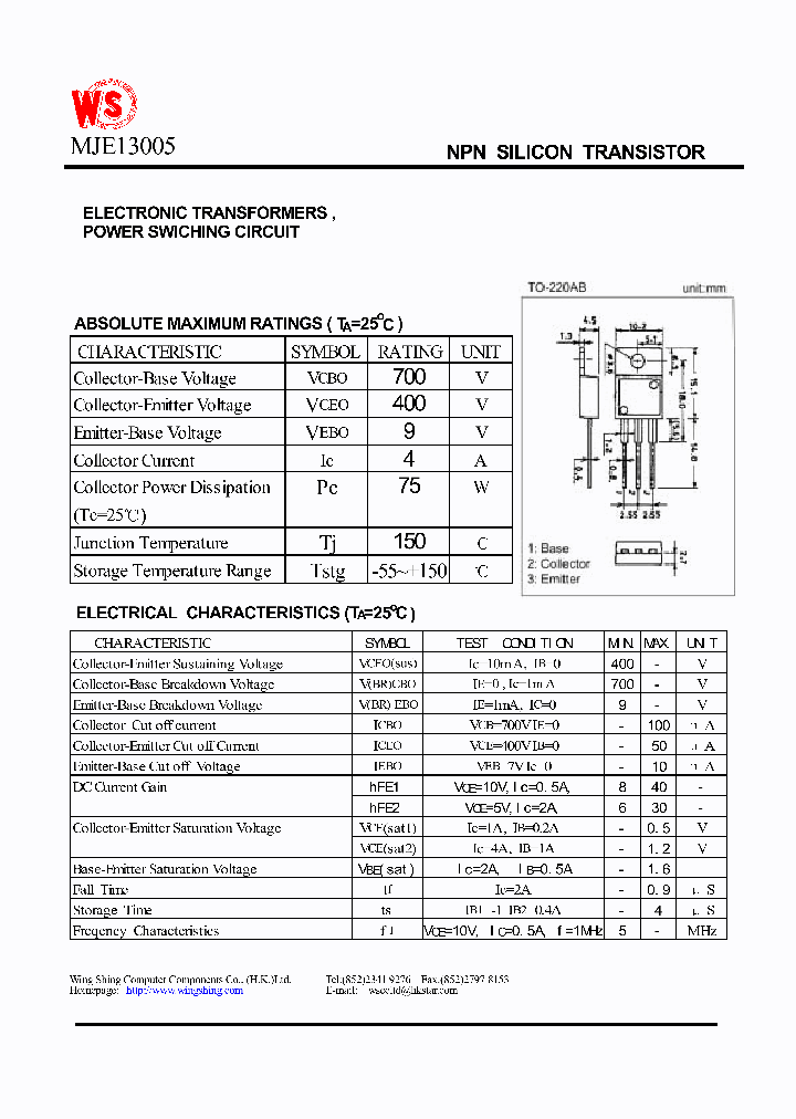 MJE13005_1087811.PDF Datasheet