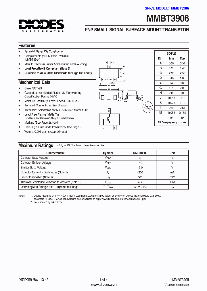MMBT3906-7-F_1662287.PDF Datasheet