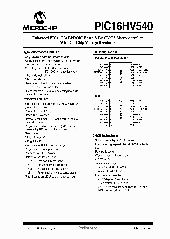 PIC16HV540-04P_1666044.PDF Datasheet
