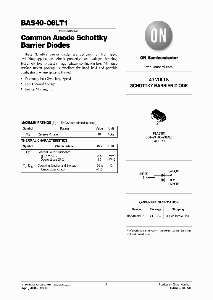 BAS40-06LT1-D_1666202.PDF Datasheet
