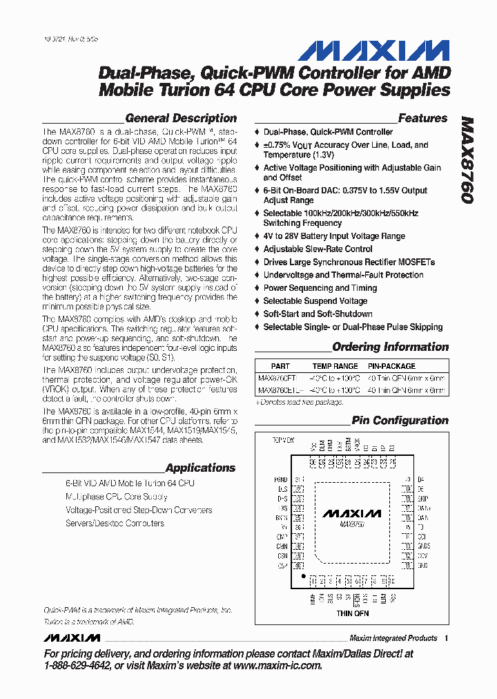 MAX8760ETL_1093618.PDF Datasheet