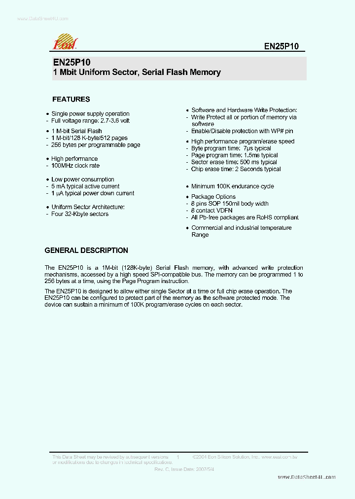 EN25P10_1660283.PDF Datasheet