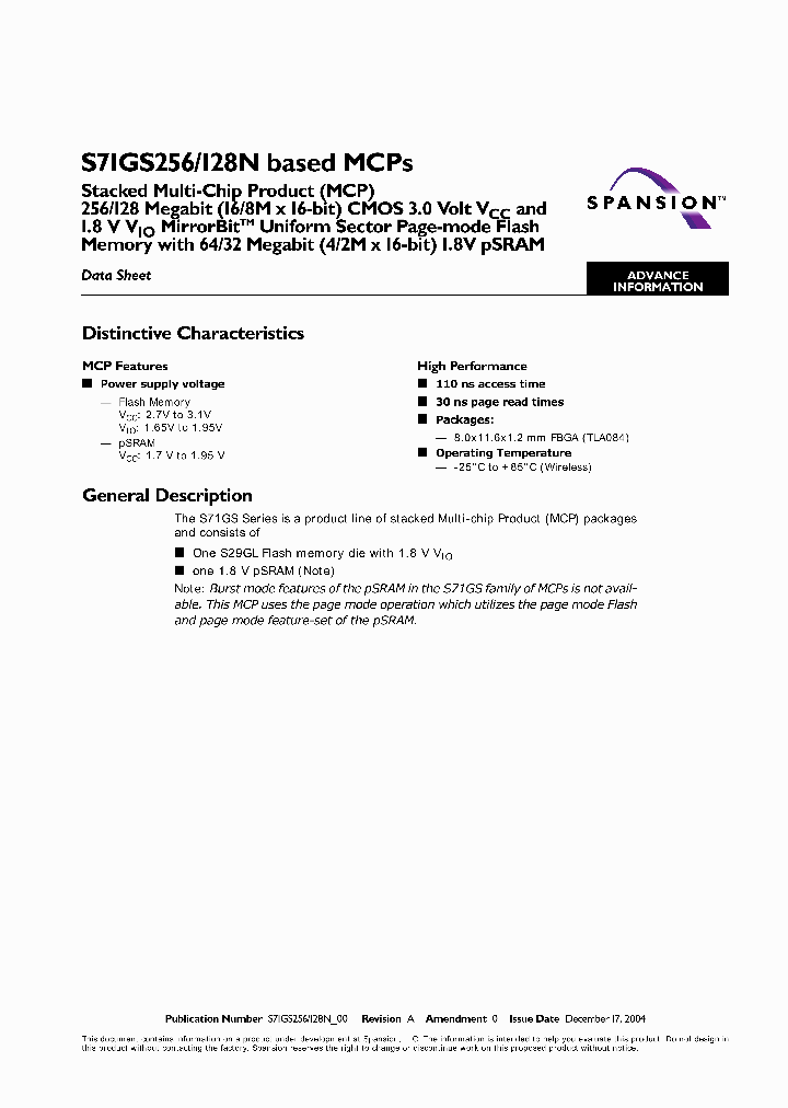 S71GS256_1113667.PDF Datasheet