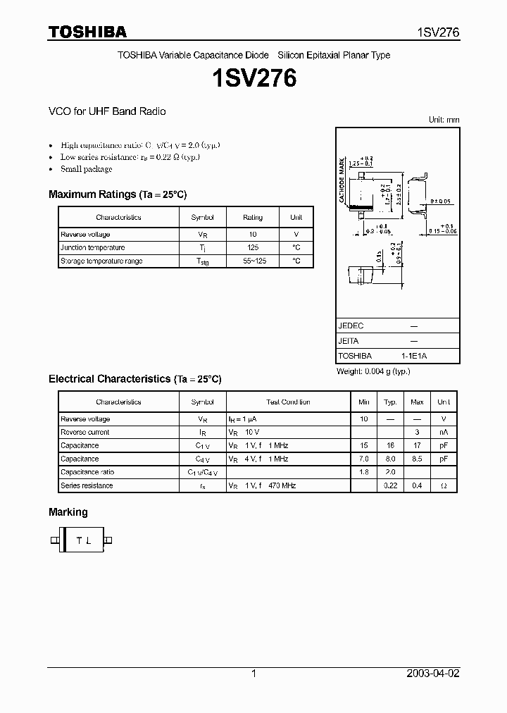 1SV276_1674970.PDF Datasheet