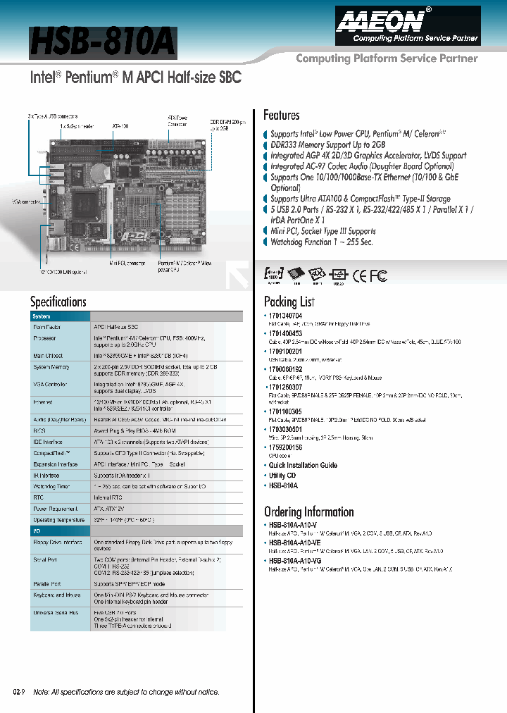 HSB-810A-A10-VE_1677410.PDF Datasheet