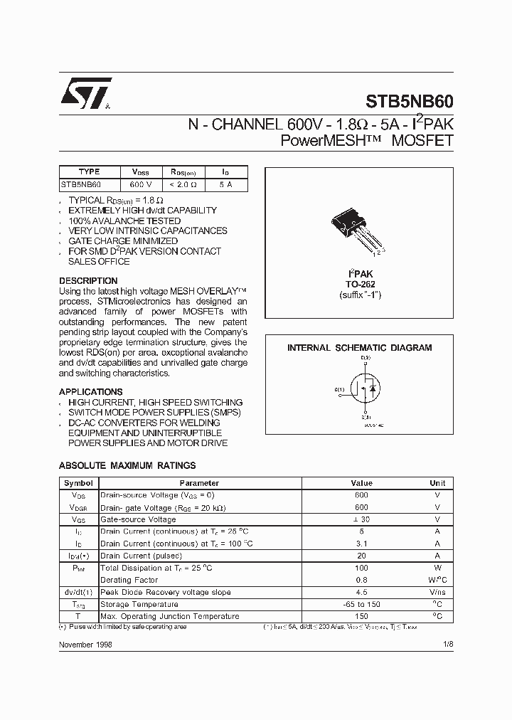 STB5NB60_1118640.PDF Datasheet