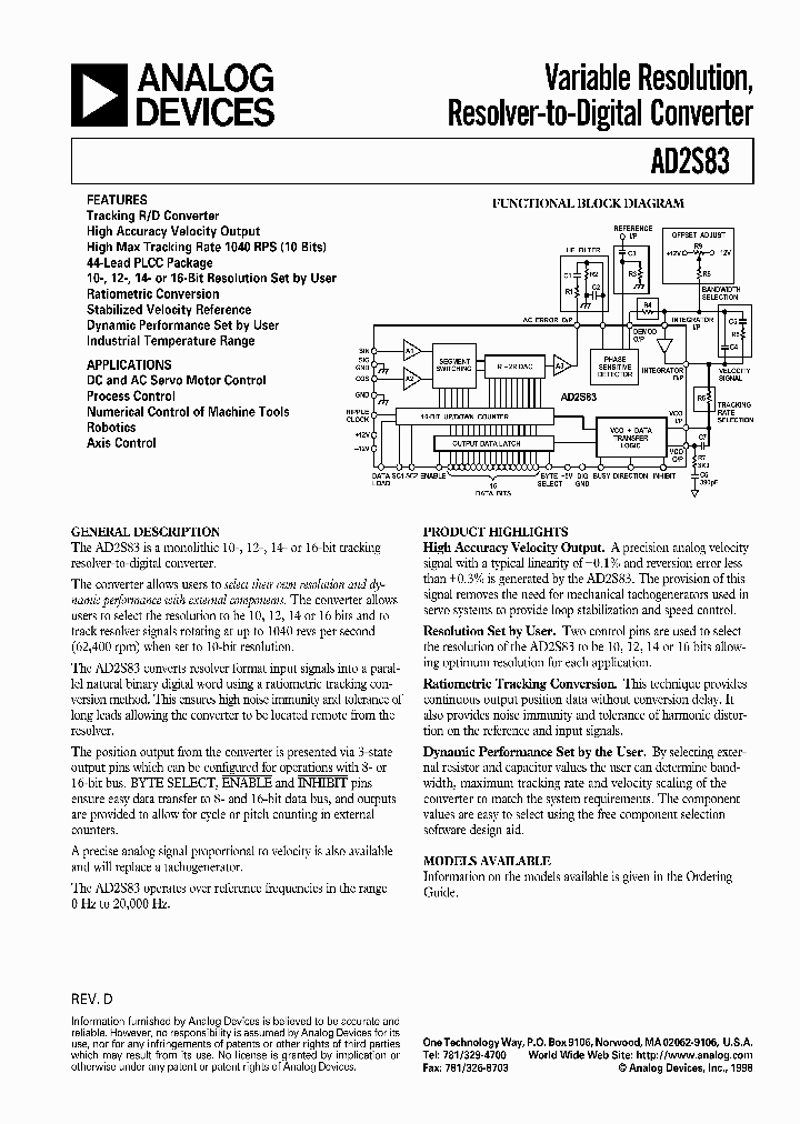 AD2S83_1121277.PDF Datasheet