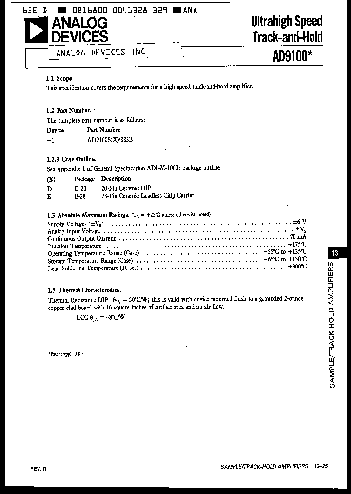 AD9100SE883B_1138383.PDF Datasheet