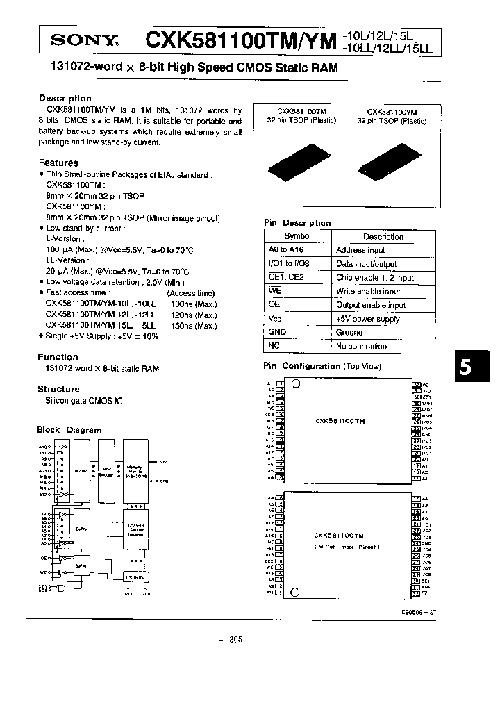 CXK581100TMYM-101215LLL_1138531.PDF Datasheet