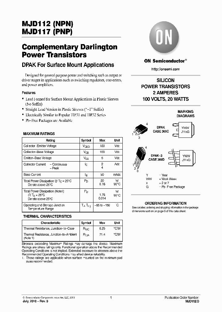 MJD112-1G_1153674.PDF Datasheet
