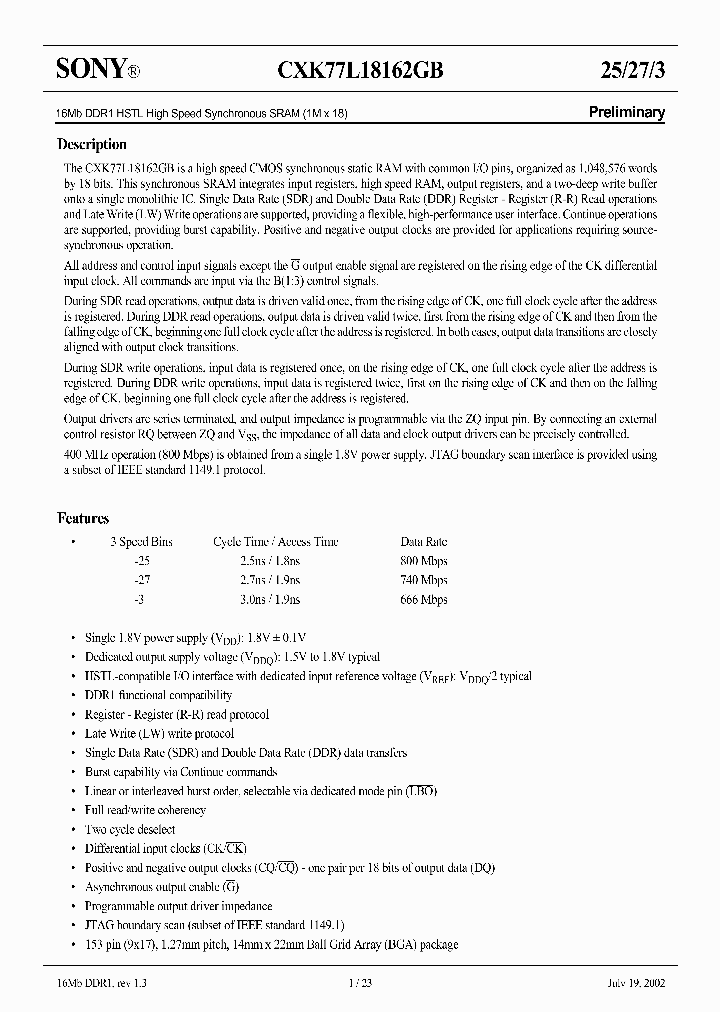 CXK77L18162GB_1152101.PDF Datasheet
