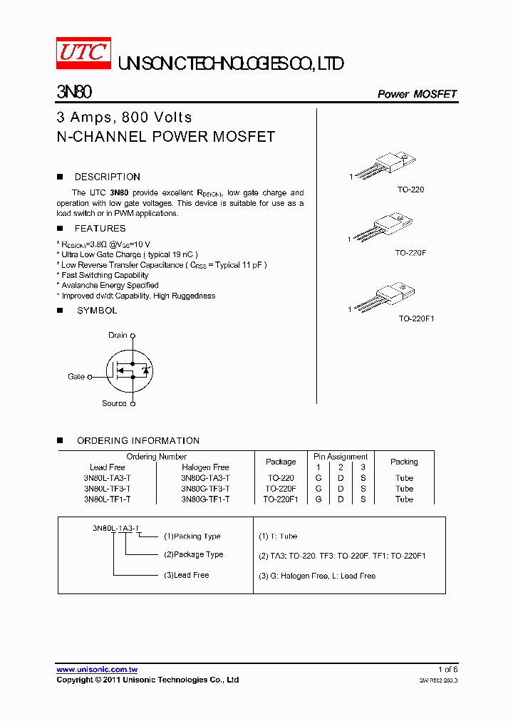 3N80L-TA3-T_1689516.PDF Datasheet