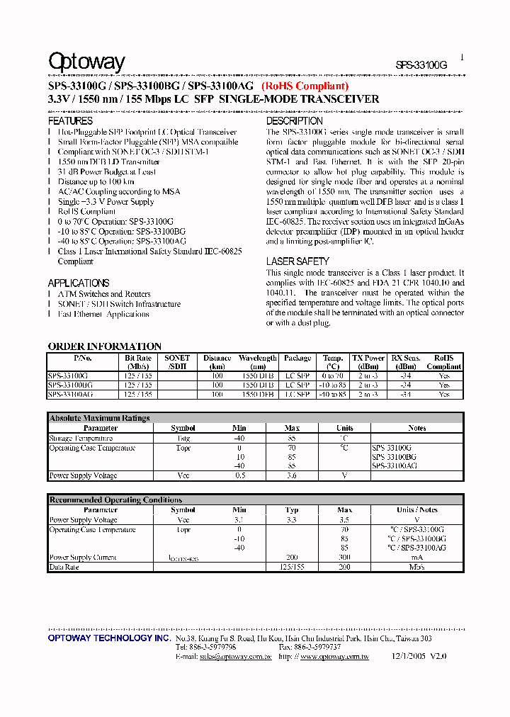 SPS-33100G_1176025.PDF Datasheet