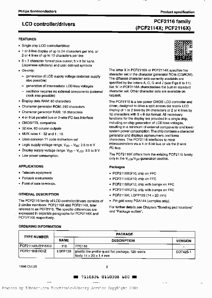 PCF2116FAMILYPCF2114XPCF2116X_1179988.PDF Datasheet