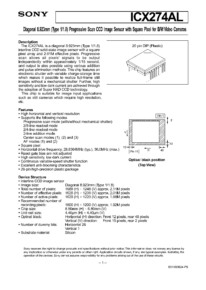 ICX274AL_1696354.PDF Datasheet