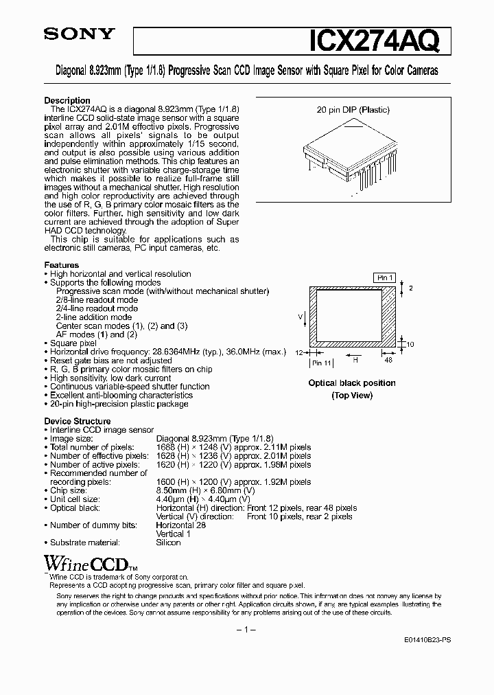 ICX274AQ_1696355.PDF Datasheet
