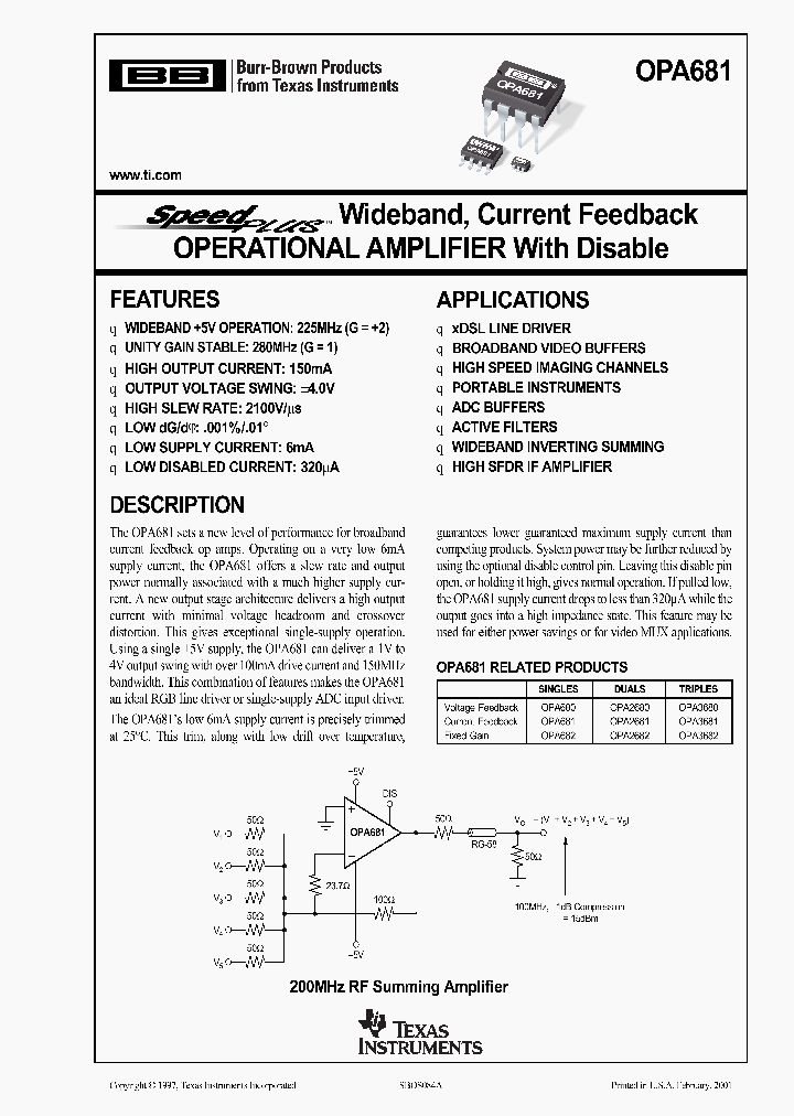 OPA681U2K5_1203108.PDF Datasheet